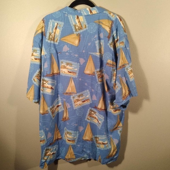 Bermuda Bay Silk Sailboat Beach Button Shirt XL - Picture 8 of 11